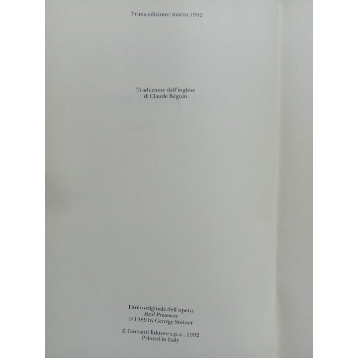 George Steiner. Vere presenze
