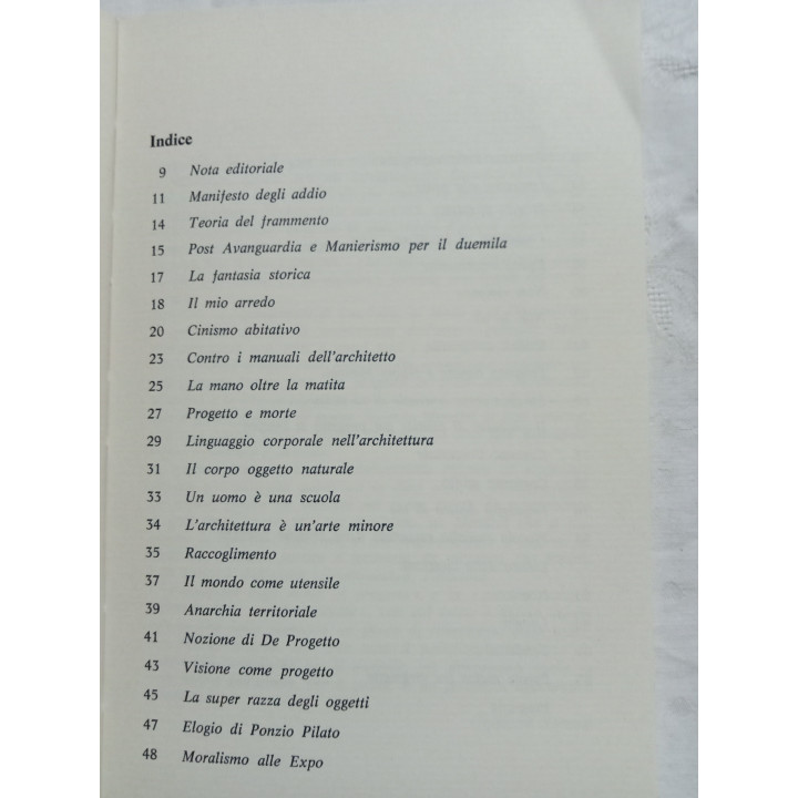 Alessandro Mendini.Architettura addio Shakespeare & Company  I° edizione 1981
