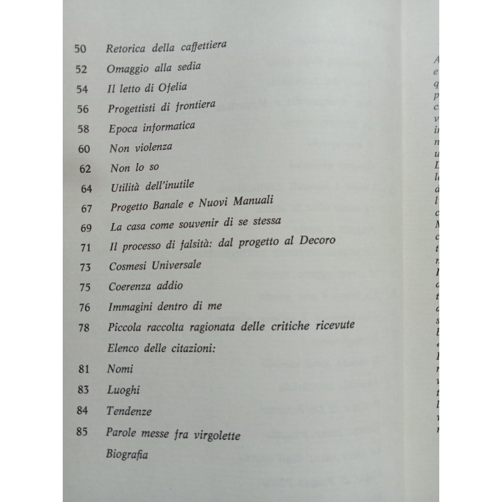 Alessandro Mendini.Architettura addio Shakespeare & Company  I° edizione 1981