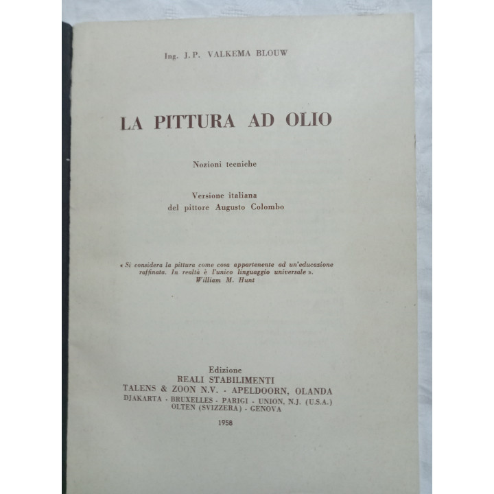 J.P. Valkema Blouw. La pittura ad olio. Nozioni tecniche