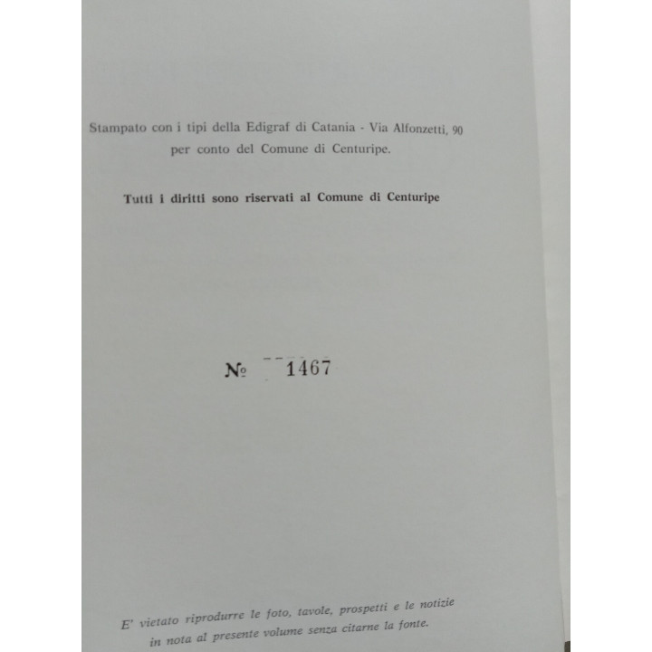 Filippo Ansaldi. Memorie storiche di Centuripe. A cura di Prospero Cacia