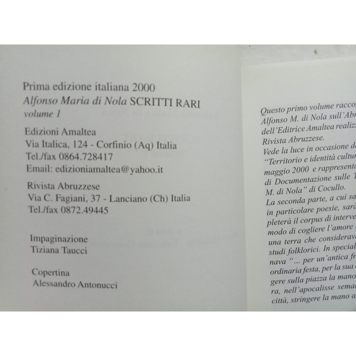 Alfonso Maria Di Nola. Scritti rari Volume I