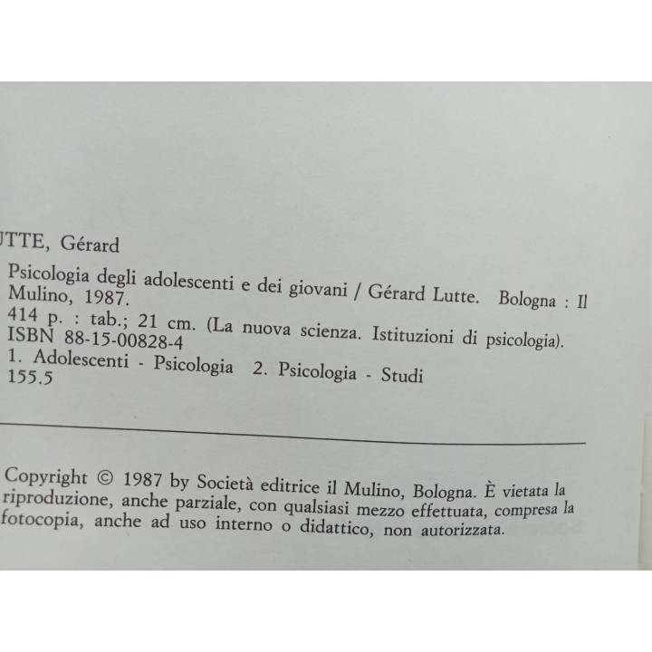 Gérard Lutte. Psicologia degli adolescenti e dei giovani